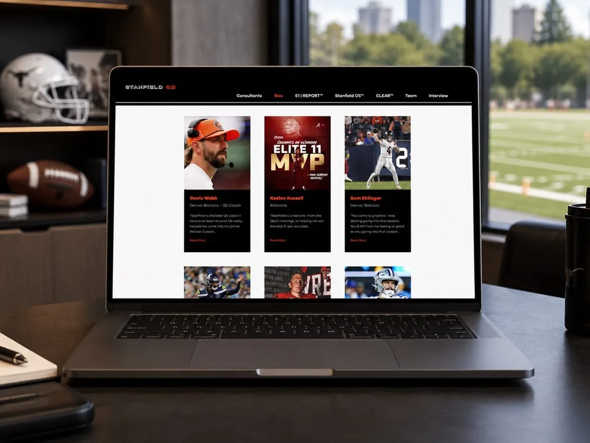 Stanfield QB quarterback-training website built by OgreLogic