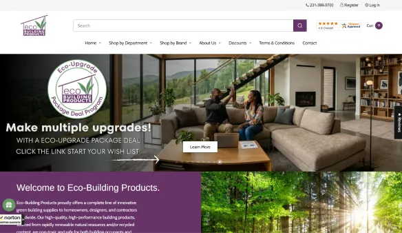 Eco-Building Products homepage built by OgreLogic